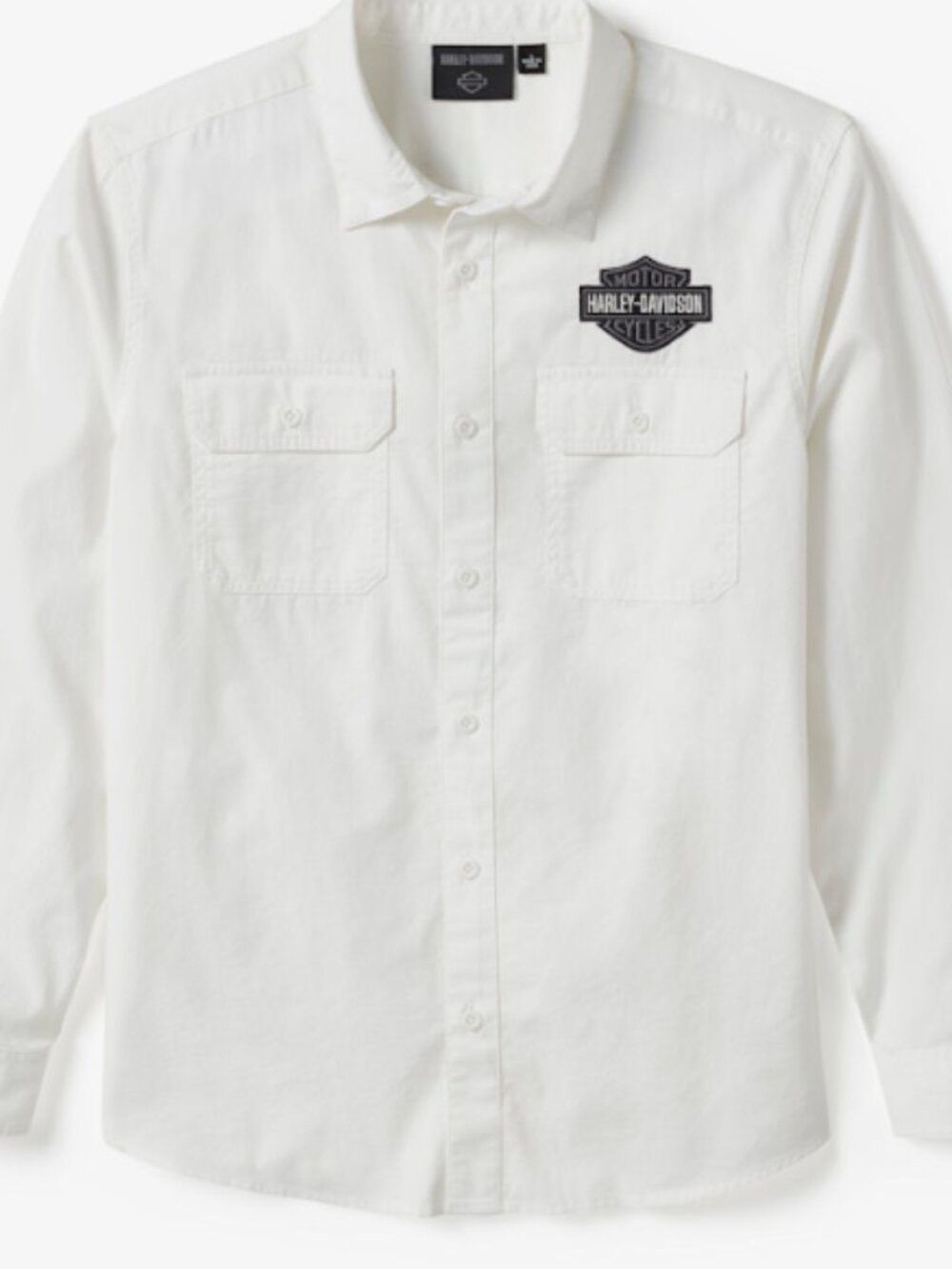 Men's Bar & Shield Solid Long Sleeve Shirt - Bright White